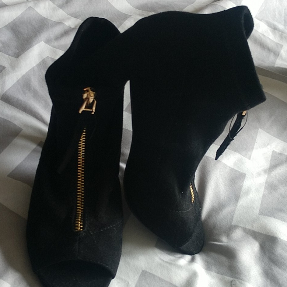 Black suede booties